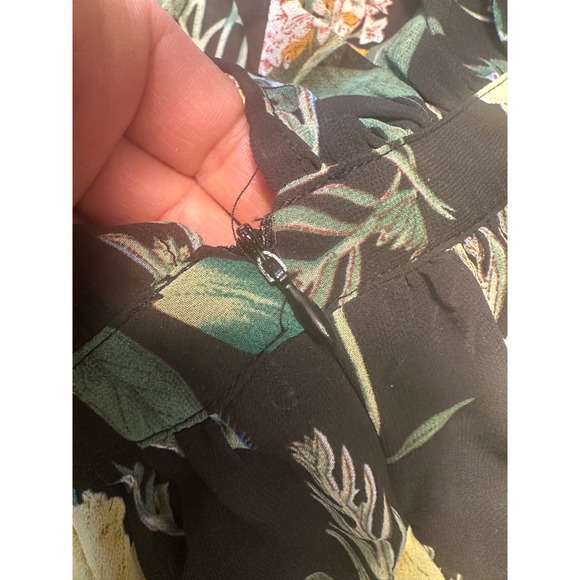 Lulus Floral Maxi‎ Dress Black Yellow Pink Botanical Print Ruffle Sleeve - Picture 14 of 17